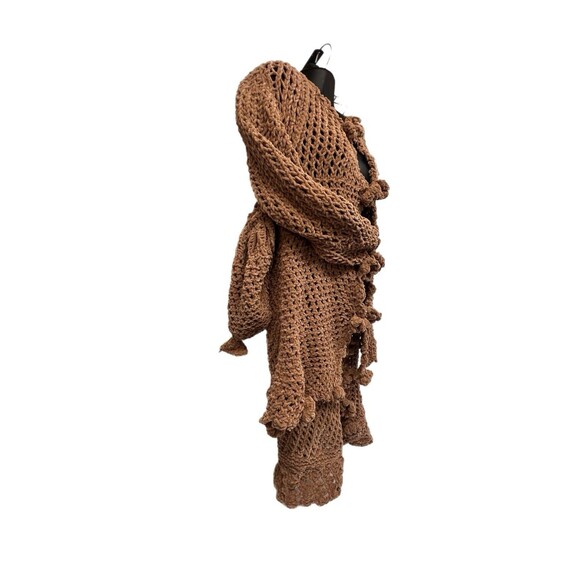 Crochet Vintage Beige Sweater, Skirt & Bag Set Henrietta Tanuska Beverly Hills s - Picture 2 of 16